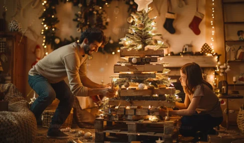 Créez un sapin de Noël unique avec des palettes : astuces déco pour un arbre écoresponsable et original
